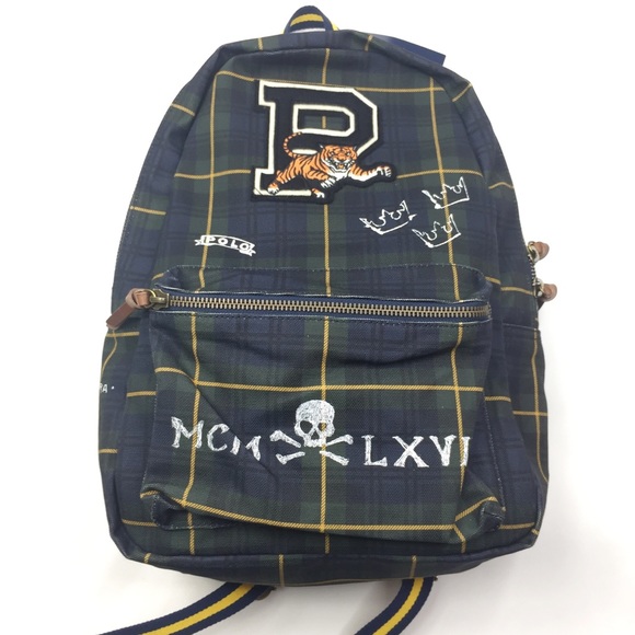 polo bear tartan backpack